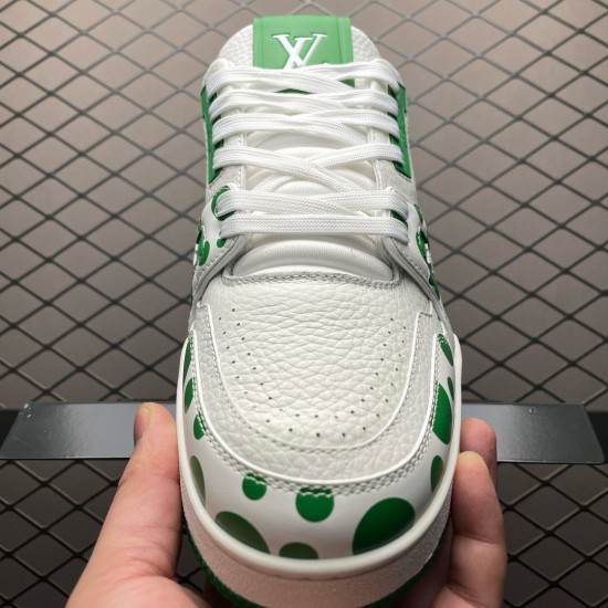 (Free Shipping)Louis Vuitton LV Trainer Yayoi Kusama Green White