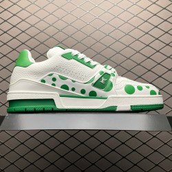 (Free Shipping)Louis Vuitton LV Trainer Yayoi Kusama Green White