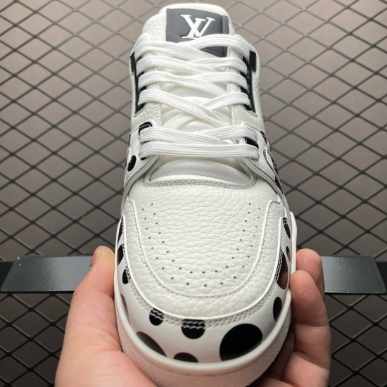 (Free Shipping)Louis Vuitton LV Trainer Yayoi Kusama Black White