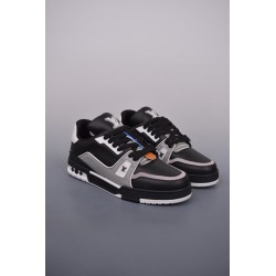 (Free Shipping)Louis Vuitton LV Trainer Black Grey White