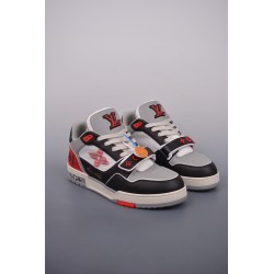 (Free Shipping)Louis Vuitton LV Trainer Red Grey Black