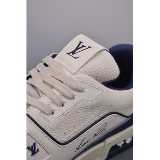 (Free Shipping)Louis Vuitton Trainer Marine White