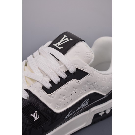 (Free Shipping)Louis Vuitton LV Trainer #54 Black White