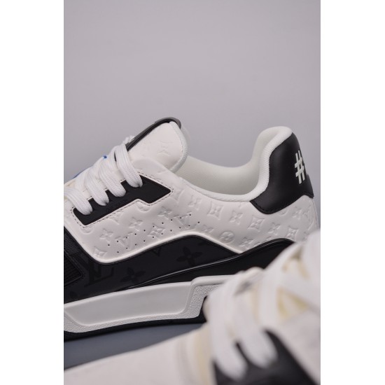 (Free Shipping)Louis Vuitton LV Trainer #54 Black White