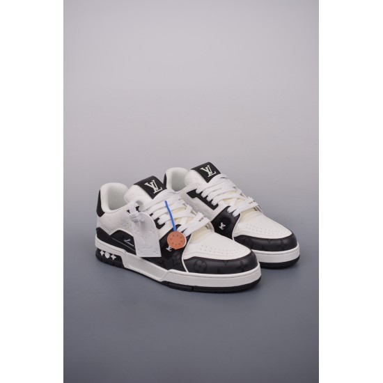 (Free Shipping)Louis Vuitton LV Trainer #54 Black White