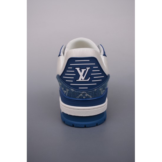 (Free Shipping)Louis Vuitton Trainer #54 Signature Blue White