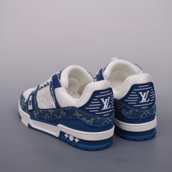 (Free Shipping)Louis Vuitton Trainer #54 Signature Blue White