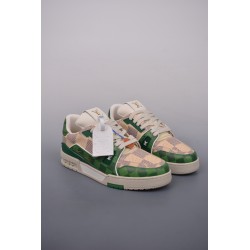 (Free Shipping)Louis Vuitton LV Trainer Damier White Green