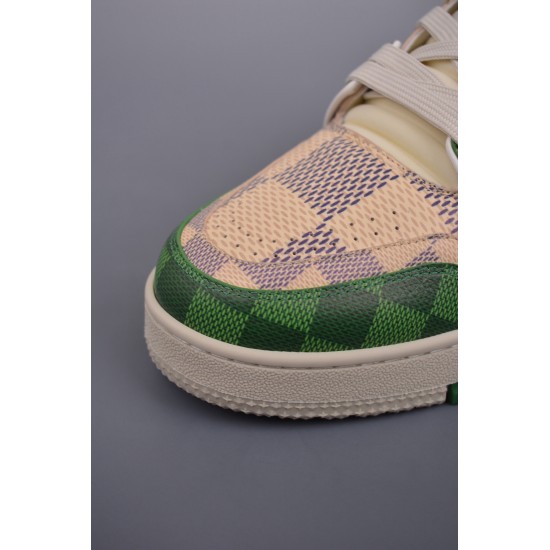 (Free Shipping)Louis Vuitton LV Trainer Damier White Green