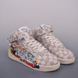 (Free Shipping)Nike Air Force 1 Mid x LOUIS VUITTON LV 'Beige' 1A9VE6