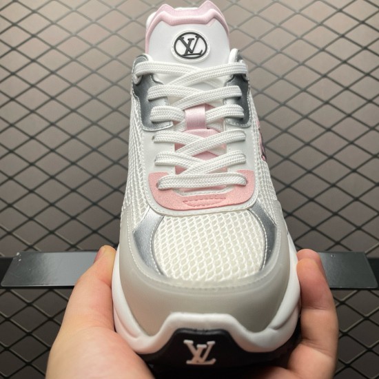 (Free Shipping)Louis Vuitton RUN 55 WMS White Pink