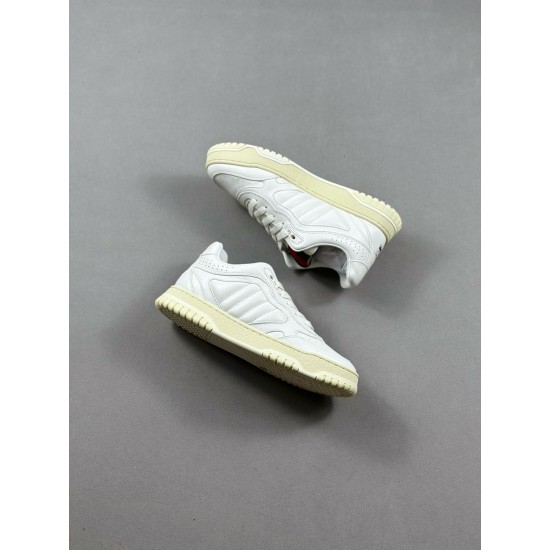 (Free Shipping)Gucci Re-Web Leather Sneakers White