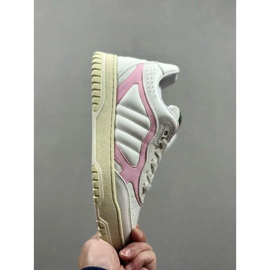 (Free Shipping)Gucci Re-Web Leather Sneakers Pink