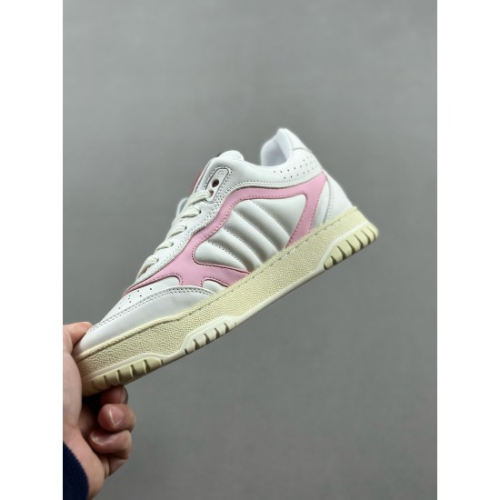 (Free Shipping)Gucci Re-Web Leather Sneakers Pink