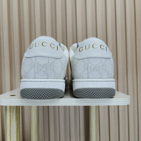 (Free Shipping)Gucci Wmns Screener Sneaker GG Monogram - White Pink