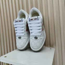 (Free Shipping)Gucci Wmns Screener Sneaker GG Monogram - White Pink