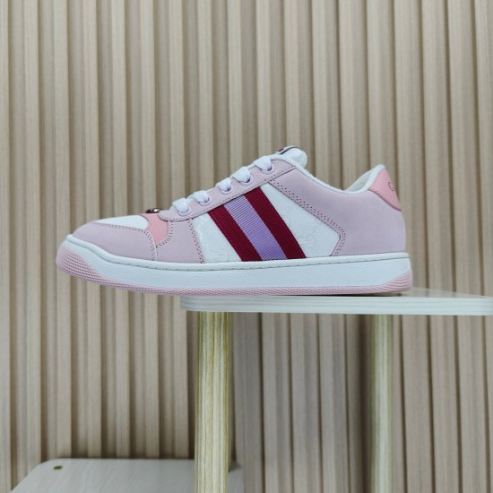 (Free Shipping)Gucci Wmns Screener Sneaker GG Monogram - Pink