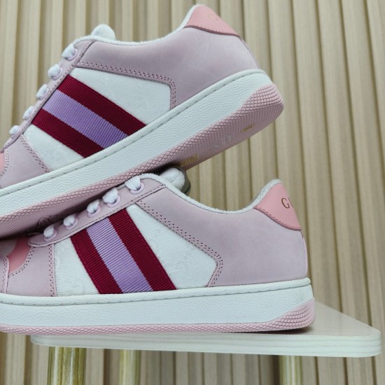 (Free Shipping)Gucci Wmns Screener Sneaker GG Monogram - Pink