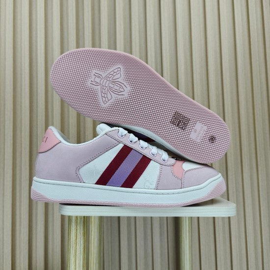 (Free Shipping)Gucci Wmns Screener Sneaker GG Monogram - Pink