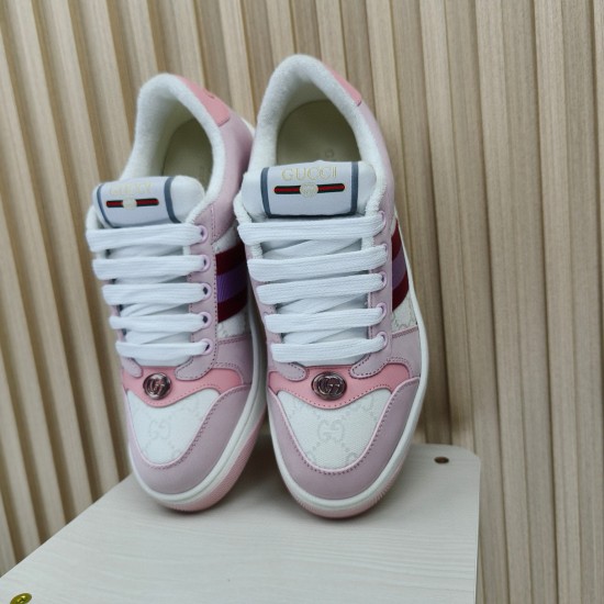 (Free Shipping)Gucci Wmns Screener Sneaker GG Monogram - Pink