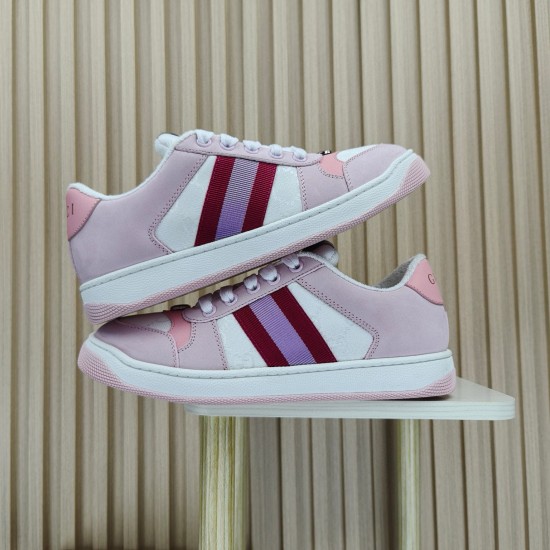 (Free Shipping)Gucci Wmns Screener Sneaker GG Monogram - Pink