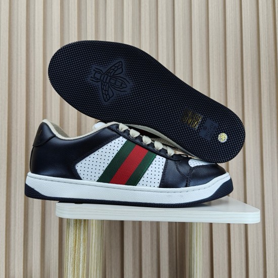 (Free Shipping)Gucci Wmns Screener 'Black White'