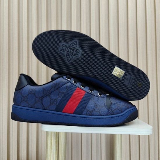 (Free Shipping)Gucci Screener 'GG Supreme - Dark Blue Red'