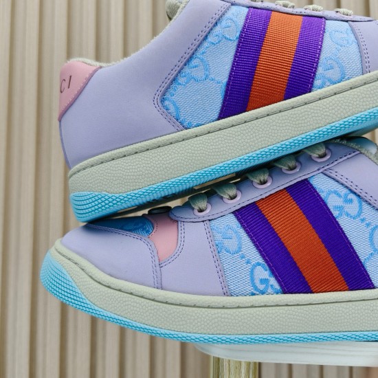 (Free Shipping)Gucci Wmns Screener GG Sneakers 'Purple Multi' 