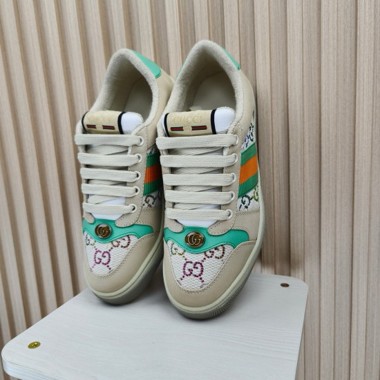 (Free Shipping)Gucci Wmns Screener 'GG Crystals - Beige Green Orange'