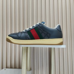 (Free Shipping)Gucci Screener Low-Top Sneakers 'Grey Green Red