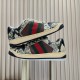 (Free Shipping)Gucci Screener Python-embossed Leather Sneakers 'Beige Black Brown'