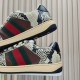 (Free Shipping)Gucci Screener Python-embossed Leather Sneakers 'Beige Black Brown'