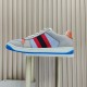 (Free Shipping)Gucci Screener GG Leather Sneakers 'Grey Blue Red'