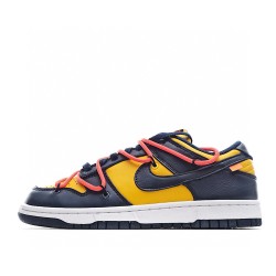 (Free Shipping)OFF WHITE X Nike Dunk SB Low White Michigan CT0856-700