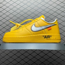 (Free Shipping)Off-White X NK Air Force 1 University Gold DD1876-700