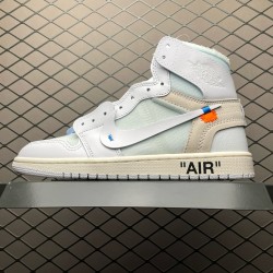 (Free Shipping)Jordan 1 Retro High Off-White White AQ0818-100