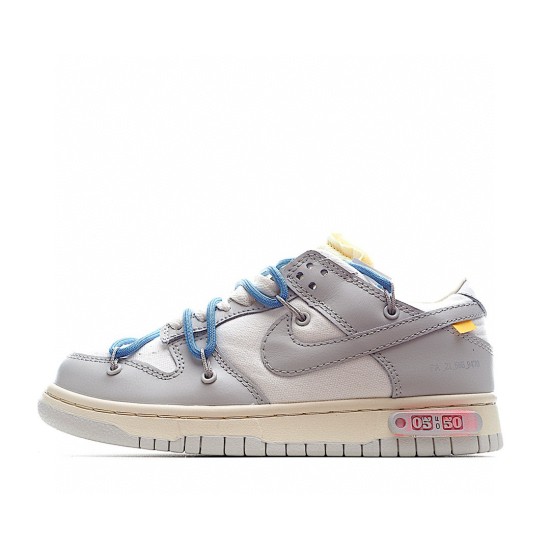 (Free Shipping)Off-White x Nike SB Dunk Low The 50 NO.10 White Grey Blue Yellow DM1602-113