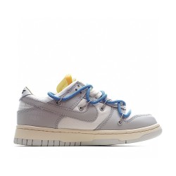 (Free Shipping)Off-White x Nike SB Dunk Low The 50 NO.10 White Grey Blue Yellow DM1602-113