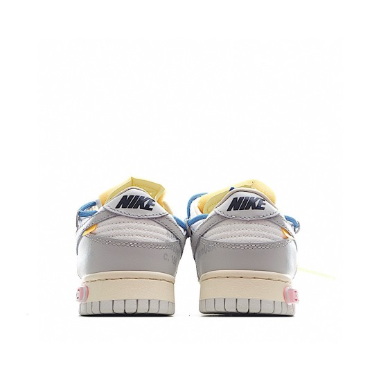 (Free Shipping)Off-White x Nike SB Dunk Low The 50 NO.10 White Grey Blue Yellow DM1602-113