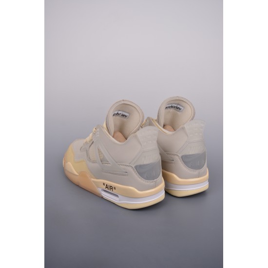 (Free Shipping)Air Jordan 4 Retro off-white sail CV9388-100