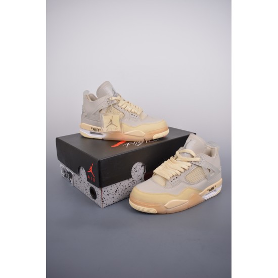 (Free Shipping)Air Jordan 4 Retro off-white sail CV9388-100