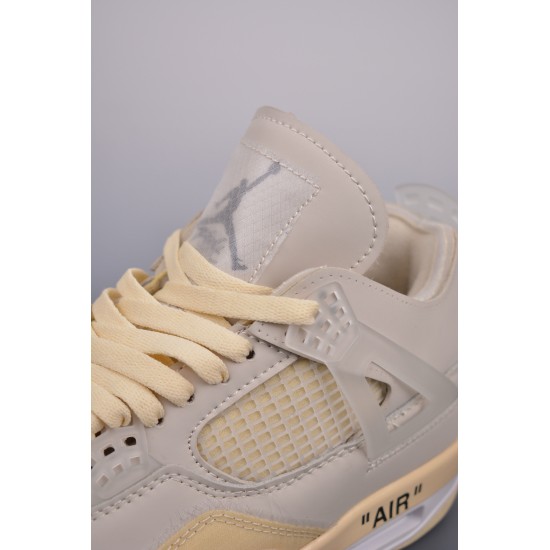 (Free Shipping)Air Jordan 4 Retro off-white sail CV9388-100