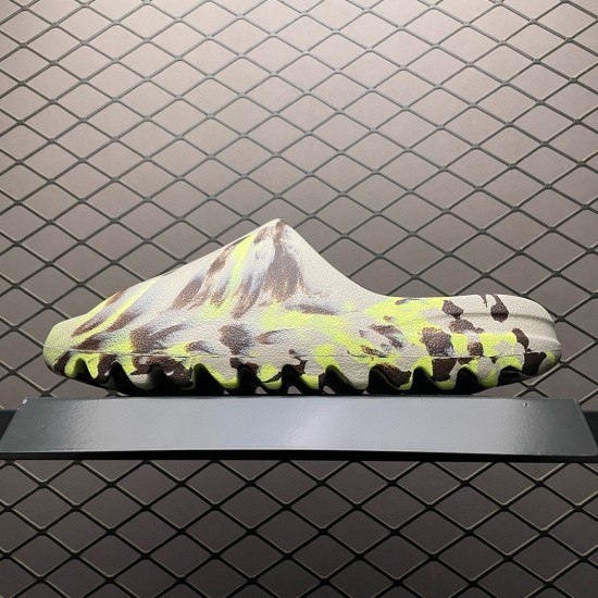 (Free Shipping)Adidas Yeezy Slide Enflame Oil Painting Ink Yellow FZ5899