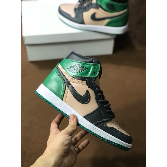 (Free Shipping)Jordan 1 Retro High Bio Beige Anthracite Mystic Green (W) AH7389-203