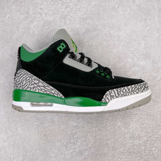 (Free Shipping)Air Jordan 3 Retro Pine Green Cement Grey Black CT8532-030